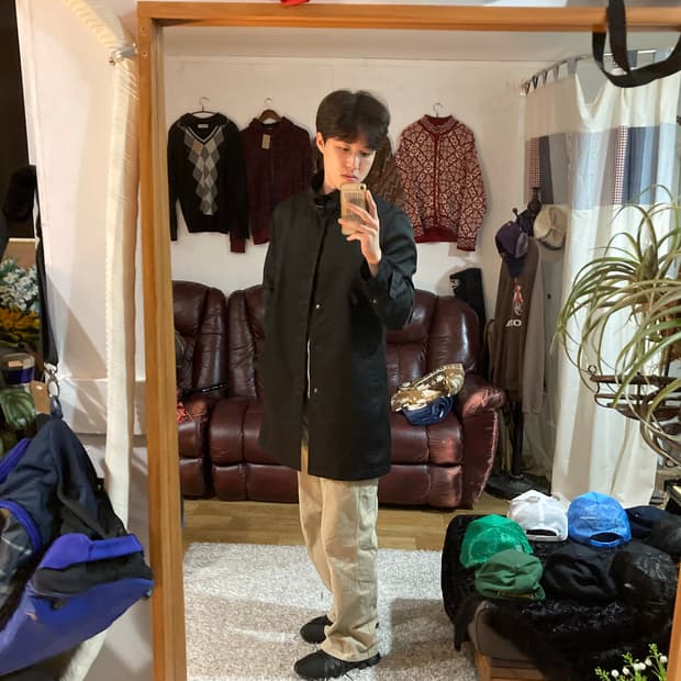 JPN vtg 미들 헤링본 코트