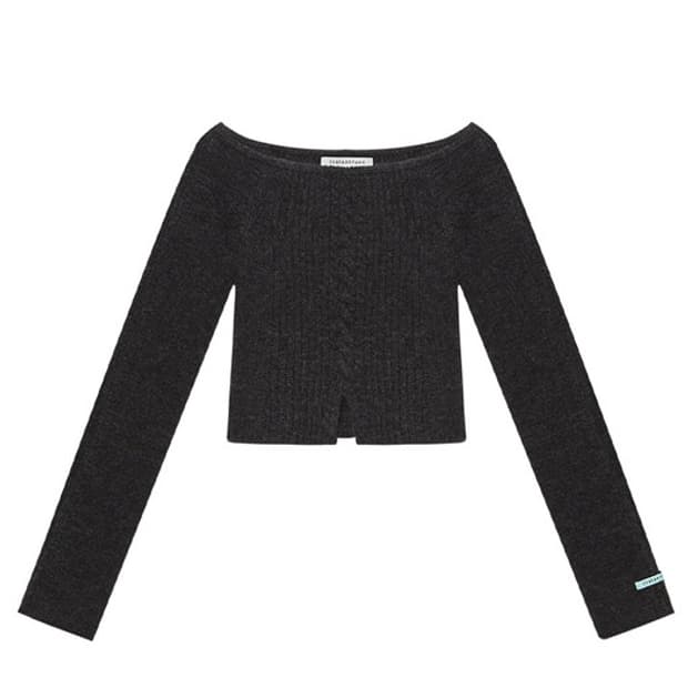 인스턴트펑크 오프숄더 슬림 울 니트 (charcoal)