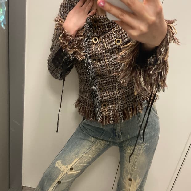 y2k 오리엔탈 에스닉 그런지 웨스턴 자켓 데님팬츠 부츠컷