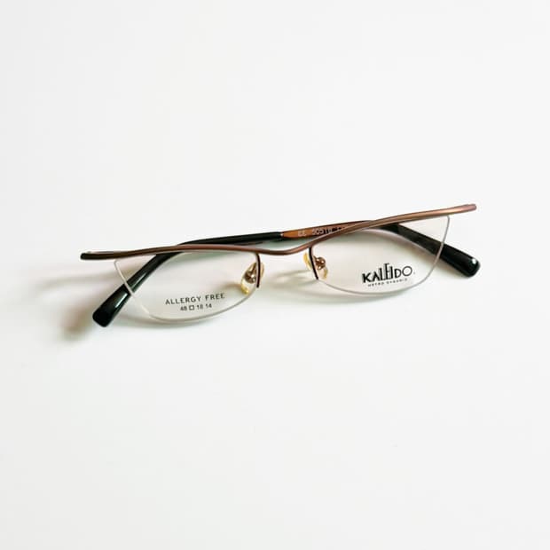 90s KALEIDO 브론즈 반무테 스퀘어 메탈 빈티지 안경