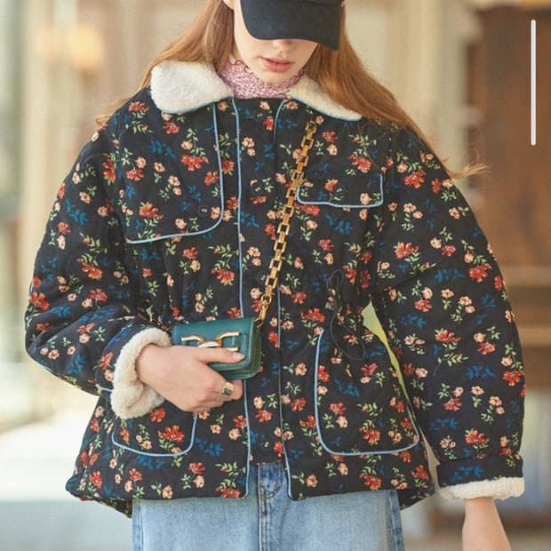 바이탈싸인 플라워 코듀로이 플리스 자켓 