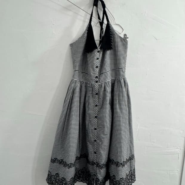 lest rose halterneck check onepiece 