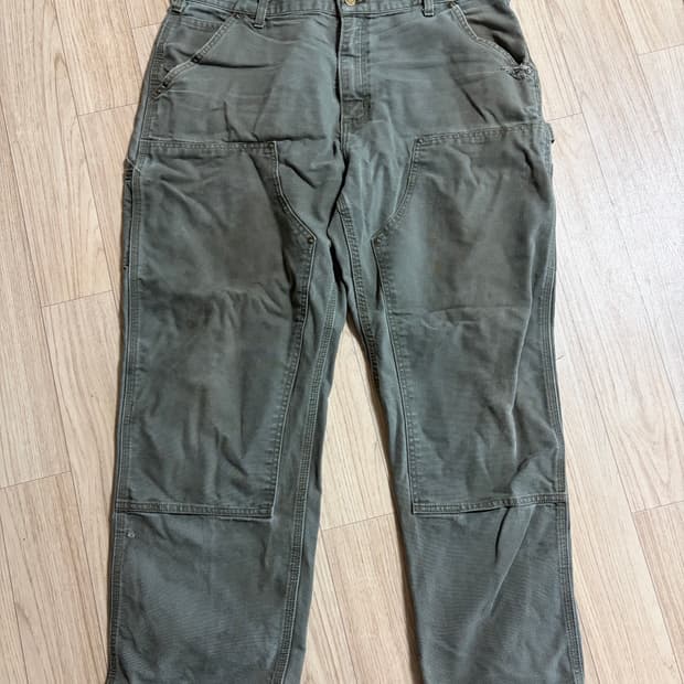 빈티지 칼하트 더블니 모스그린 36/30