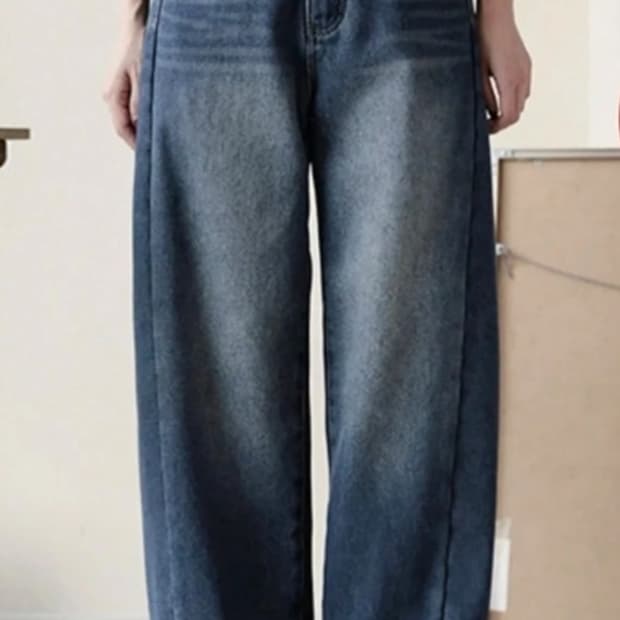 공용 워싱 와이드 데님 팬츠(L)30~31

