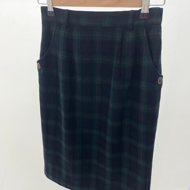 Green Check Midi Skirt