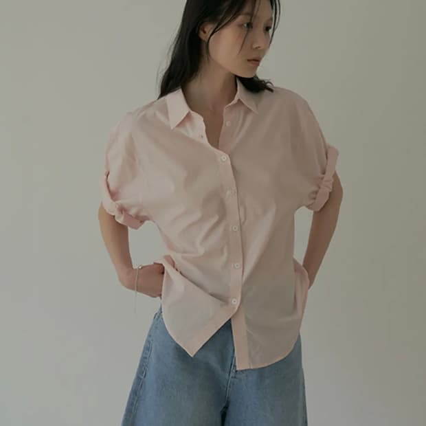 링서울 롤업 블라우스 roll-up blouse 라이트핑크