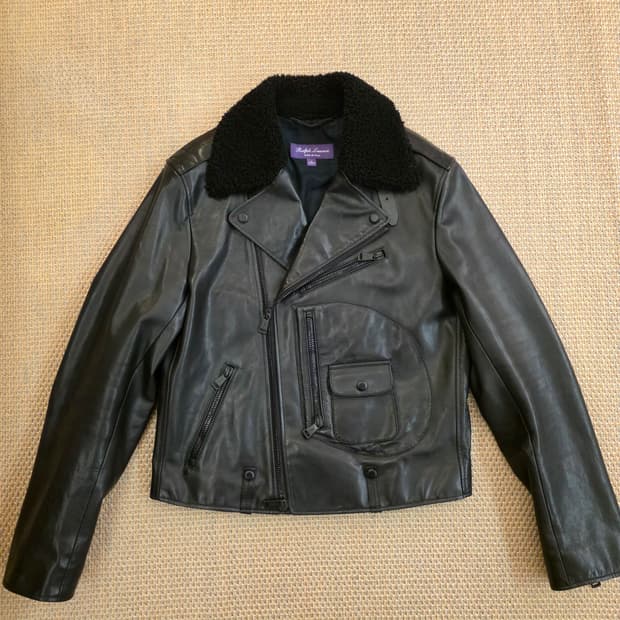 [명작] 랄프로렌 퍼플라벨 이탈리안 최고급 더블라이더 카프레더 자켓