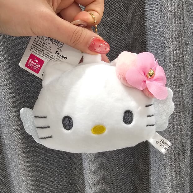 일본정품 헬로키티 페이스 거울 마스코트 카라비너 키링