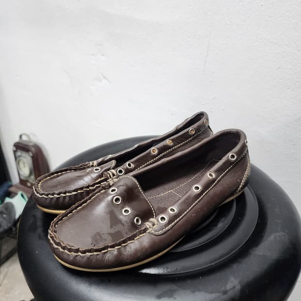 호킨스 브라운 가죽 로퍼 플랫슈즈 