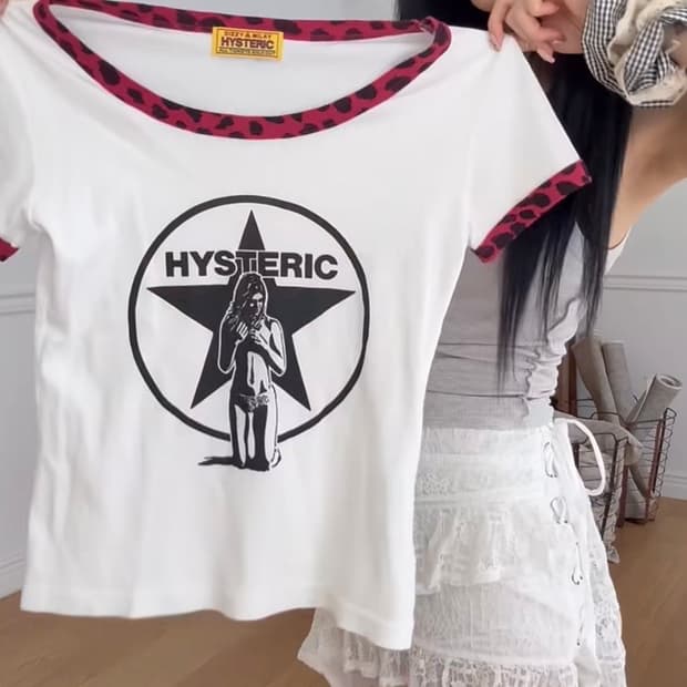 히스테릭 글래머 스타 호피 레오파드 나그랑 반팔