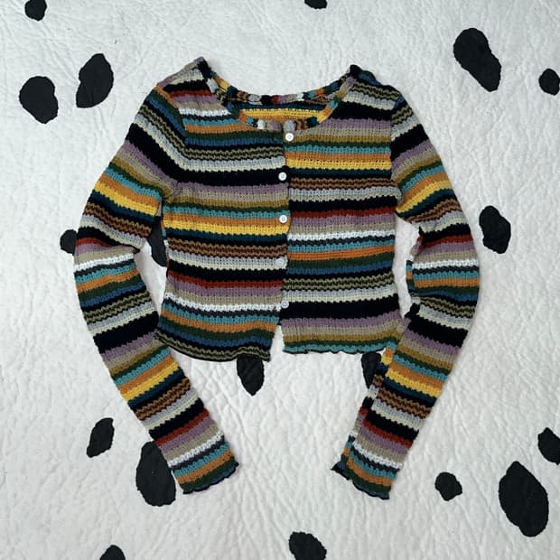 color mix crop cardigan