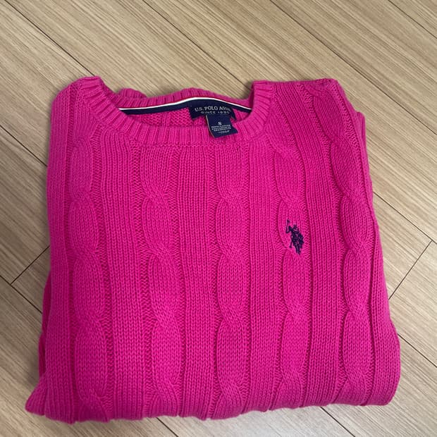 폴로랄프로렌 걸스 케이블 니트 핫핑크