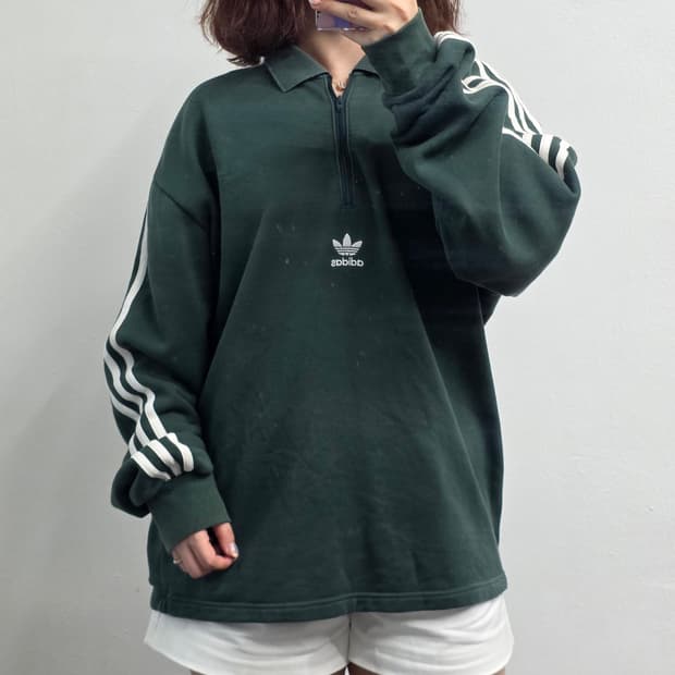 [프립]L/아디다스 반집업 카라긴팔티 그린