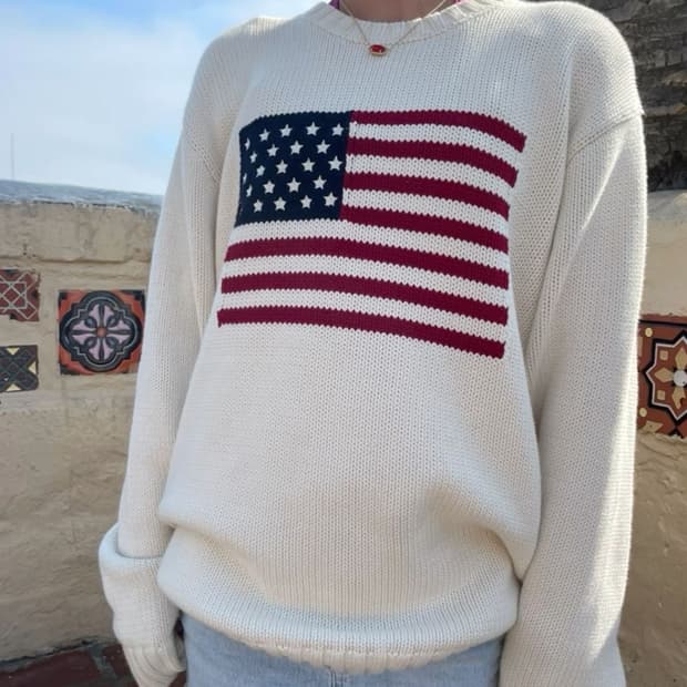 브랜디멜빌 성조기 니트 아이보리