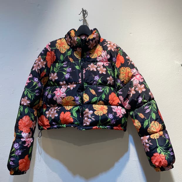 플라워 패턴 크롭 패딩