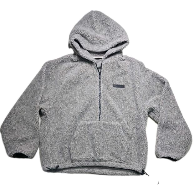 에센셜 폴라 플리스 하프집 후드 다크 오트밀