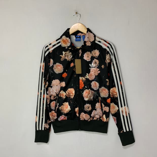 아디다스 플라워 패턴 파이어버드 트랙탑 져지 36 사이즈 빈티지