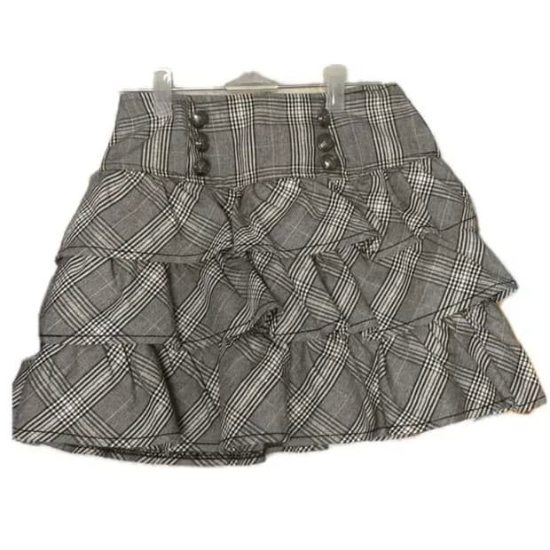 빈티지 튜튜 체크 캉캉스커트 핀터깔 캐캐체 갸루