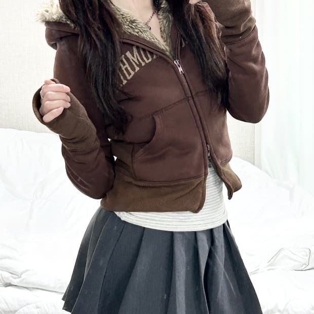 아베크롬비 브라운 투웨이 울프죠 후드집업