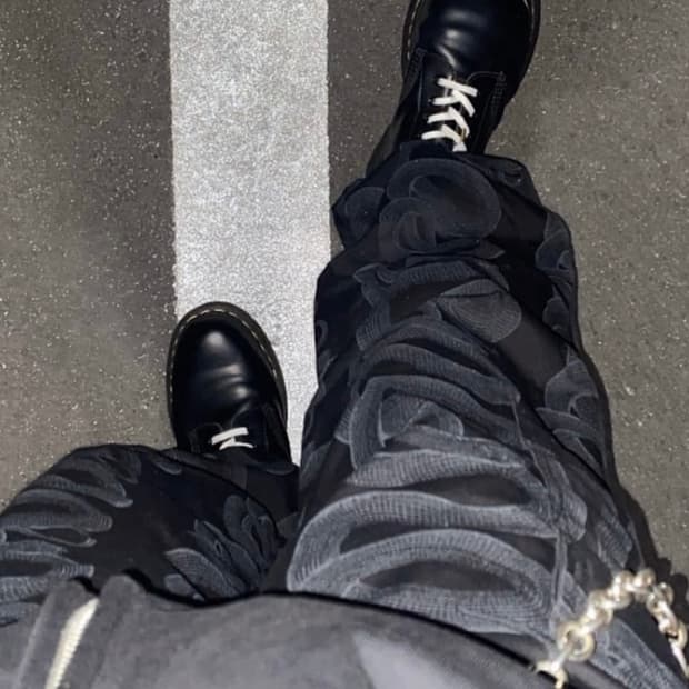 히스테릭글래머 스네이크 와이드 팬츠