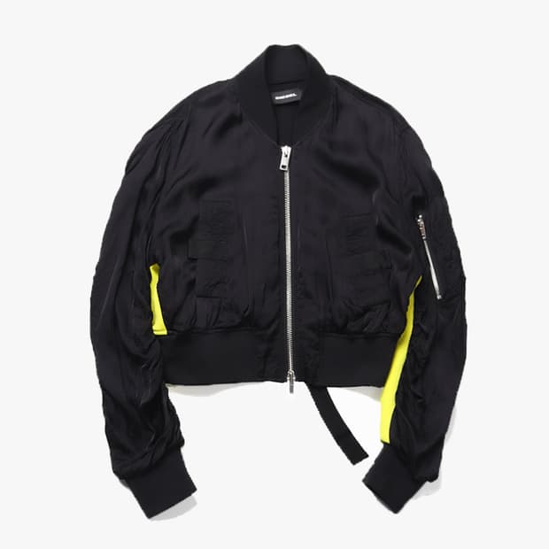 DIESEL - SHIRRING CROP BOMBER JACKET