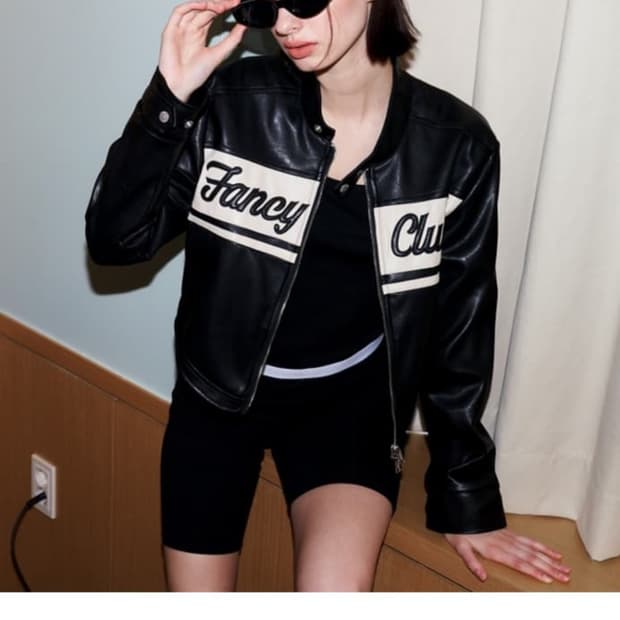 팬시클럽 레더자켓 블랙