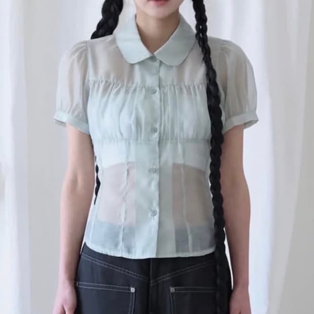 미레코 민트 블라우스