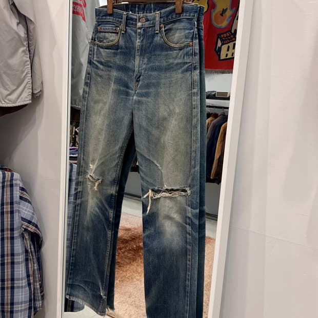 90s Levis 리바이스 505 디스트로이드 데님 팬츠 (Japan)