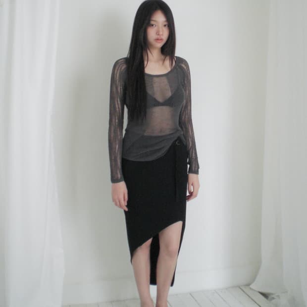 HELMUT LANG asymmetrical belt skirt