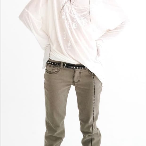 stitch low rise flare pants (khaki gray)