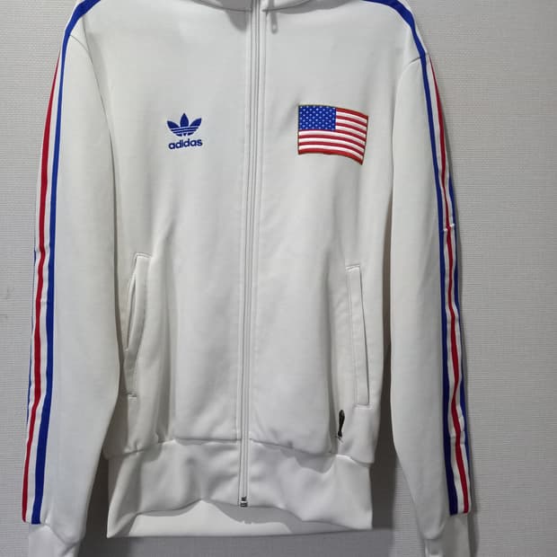 아디다스 USA 미국 화이트 여자 트랙탑 저지 져지집업 85/XS