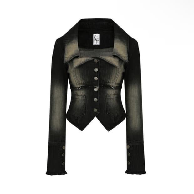 카시코 데님 스퀘어넥 자켓