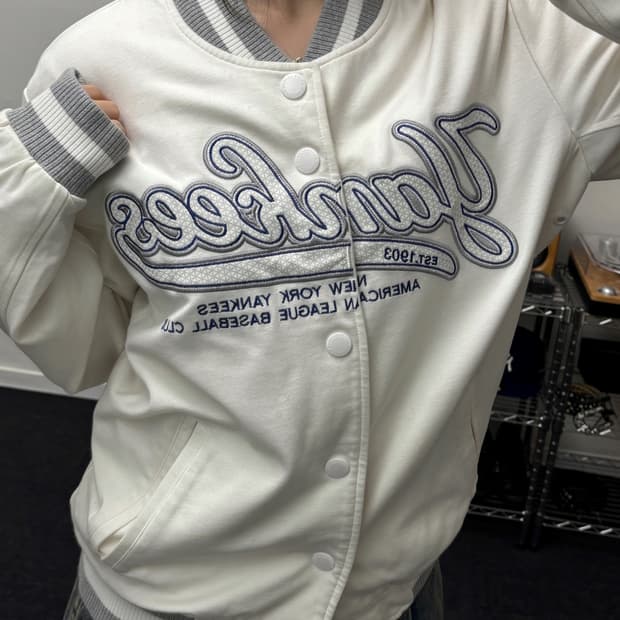 MLB 00s 뉴욕 양키즈 화이트 스타디움 자켓