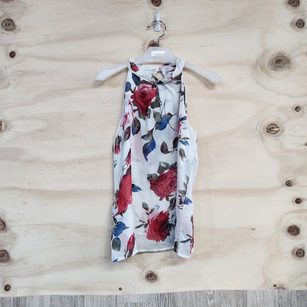 1071) 장미무늬 홀터넥 블라우스