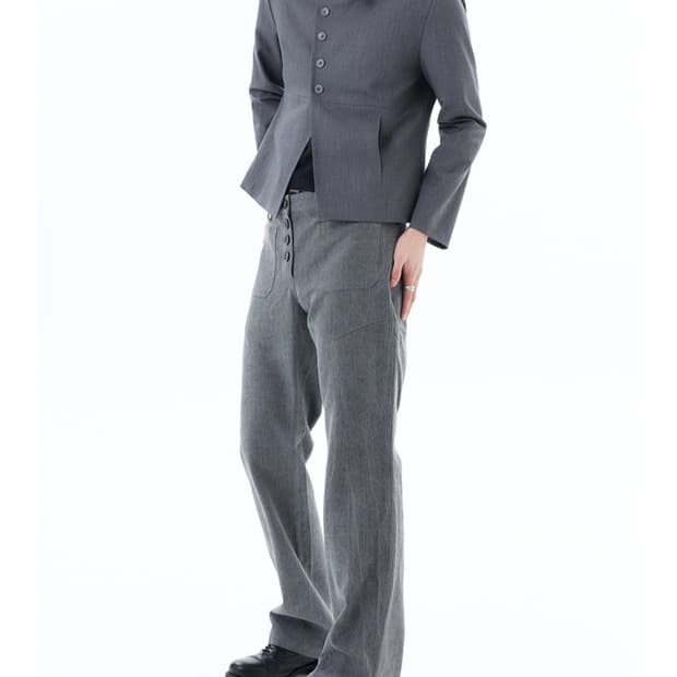 할로미늄 스트라이프 부츠컷 팬츠