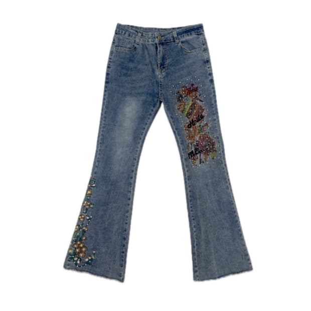 팁씨 beads oriental denim pants