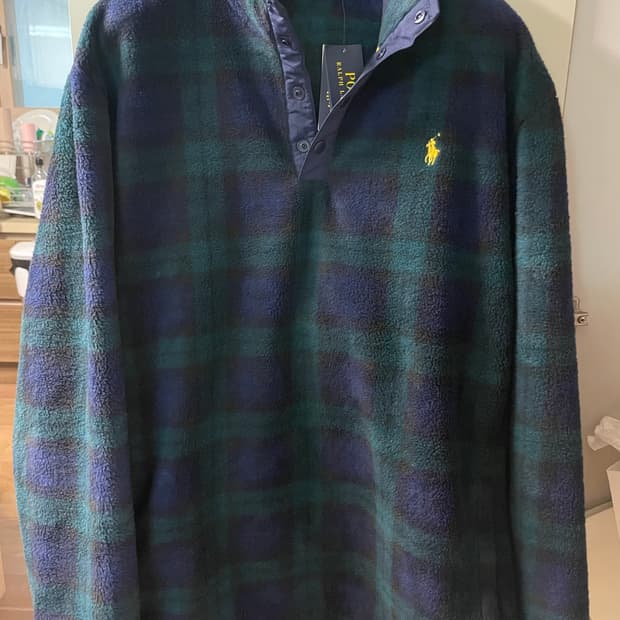 폴로 타탄체크 블랙와치 반집업 플리스 신칠라 2XL 새제품