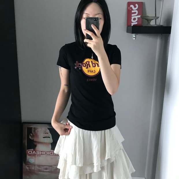 하드락 카페 중앙 프린팅 블랙 반팔티