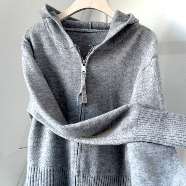 2way zip design hooded knit parka