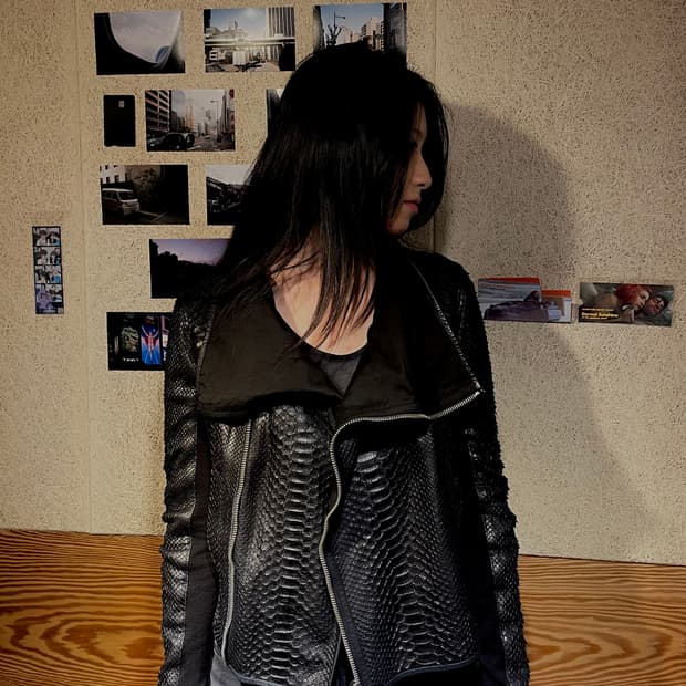 HUN RICK OWENS PYTHON LEATHER JACKET