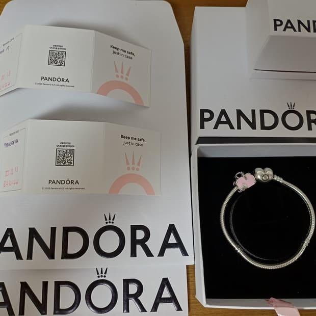 (정품 새상품 풀구성)판도라 핑크 단일참 하트 팔찌 17