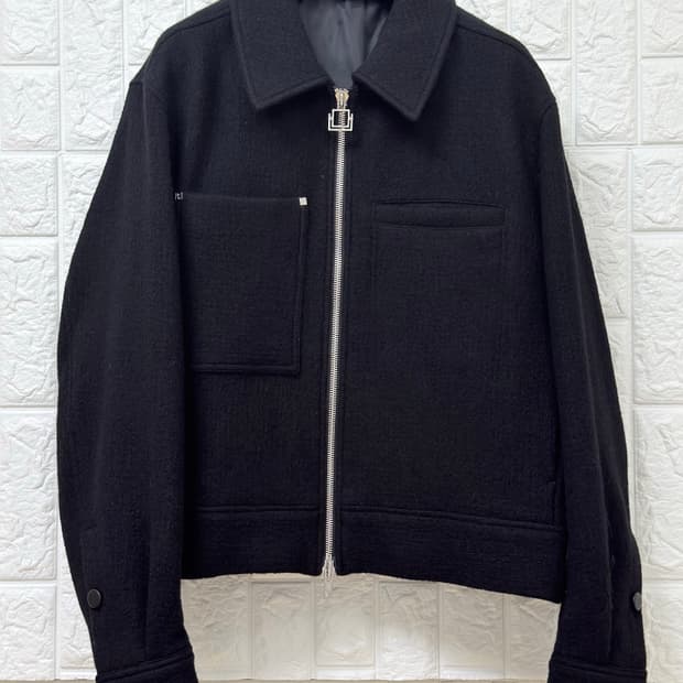 우영미 벨티드 울 점퍼 블랙(48)