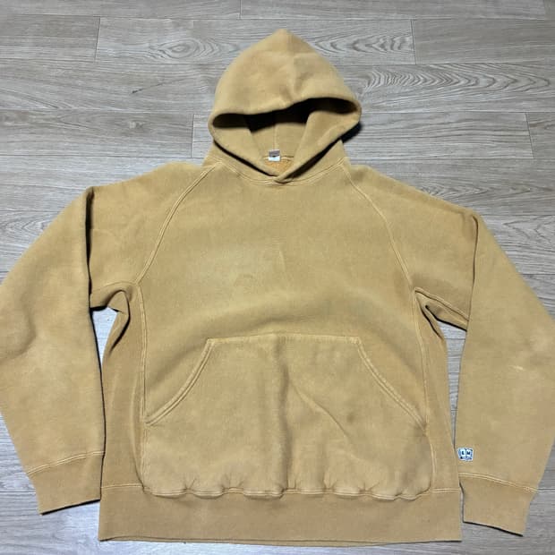 L) 엔즈앤드민즈 머스타드 브라운 리버스위브 후드티