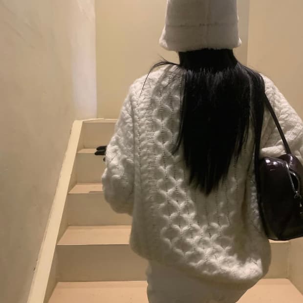 바이무드 키드모헤어 피셔맨 케이블니트