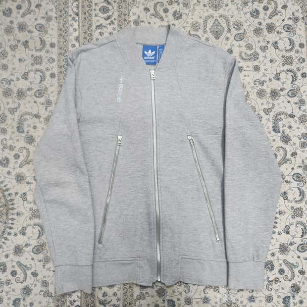 아디다스 코튼 그레이 블루종 자켓 M
