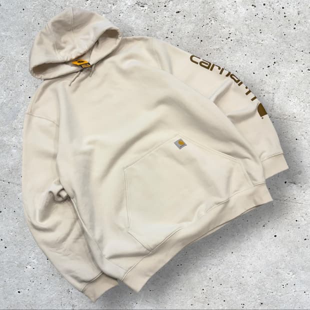 [XL] 칼하트 루즈핏 팔 로고 후드티 아이보리 새상품 C911