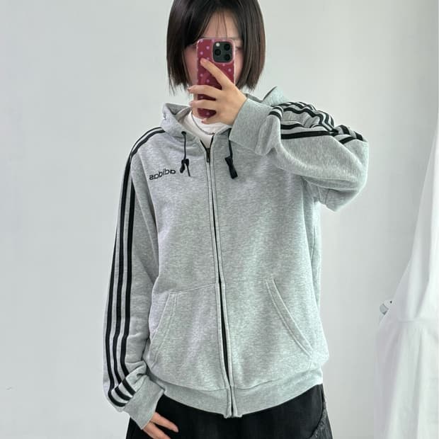 아디다스 그레이 후드집업