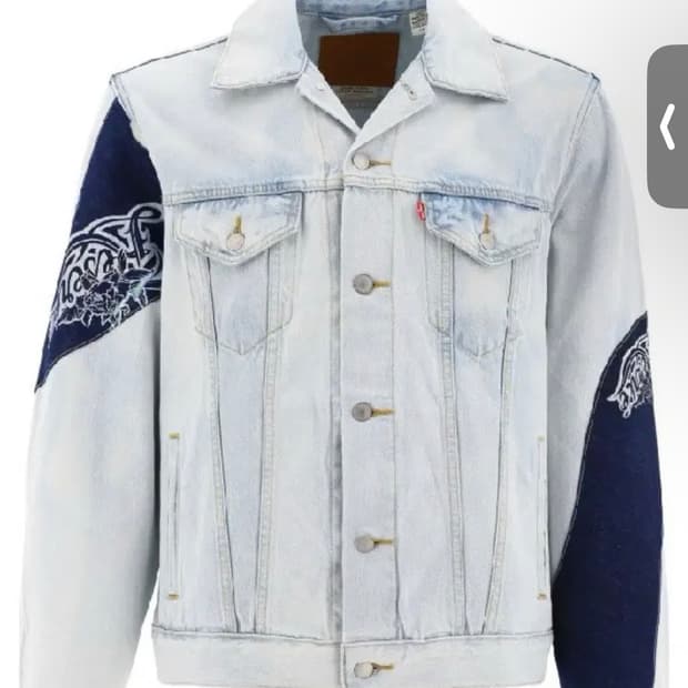 리바이스 패치워크 프린트 데님 트러커자켓 라지