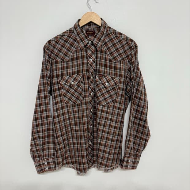 80's vtg Wrangler check Western shirt.