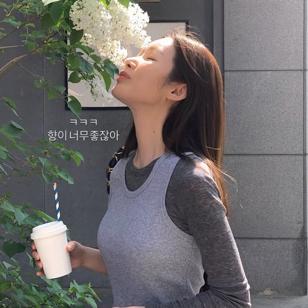 렉토 RECTO 골지 탱크탑 슬리브리스 그레이